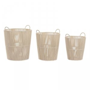 zestaw koszyków DKD Home Decor Beżowy Metal 42 x 42 x 51 cm 3 Części
