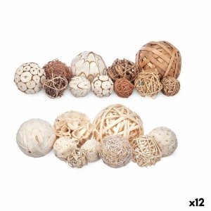 Set of Decorative Balls Biały Brązowy (12 Sztuk)