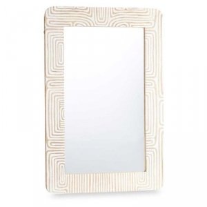 Lustro ścienne 37 Biały Brązowy 90 x 60 x 2 cm Prostokątny