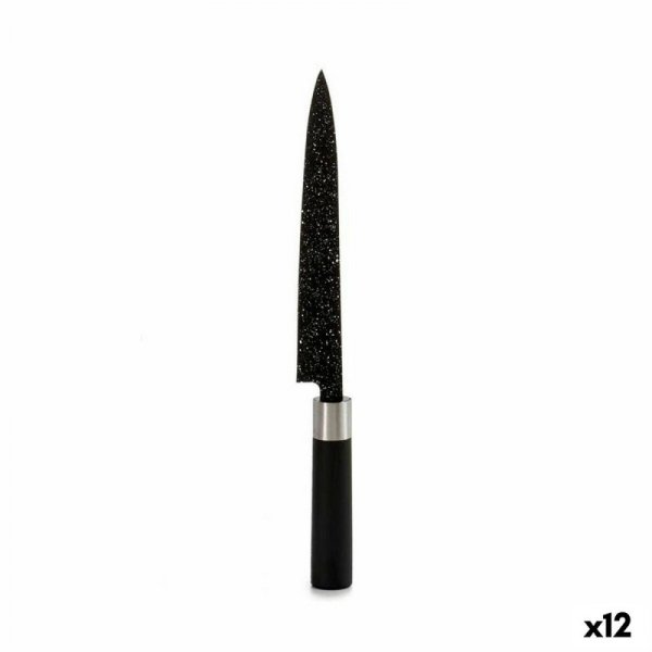 Nóż kuchenny Kinvara KT11-5604M02 Czarny Srebrzysty Stal nierdzewna Plastikowy 3,5 x 33,3 x 2,2 cm Marmur (12 Sztuk)