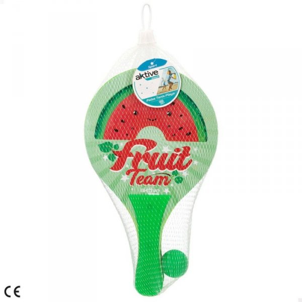 Plażowe łopatki z piłką Aktive Summer Fruits Drewno 18,5 x 31,5 cm (24 Sztuk)