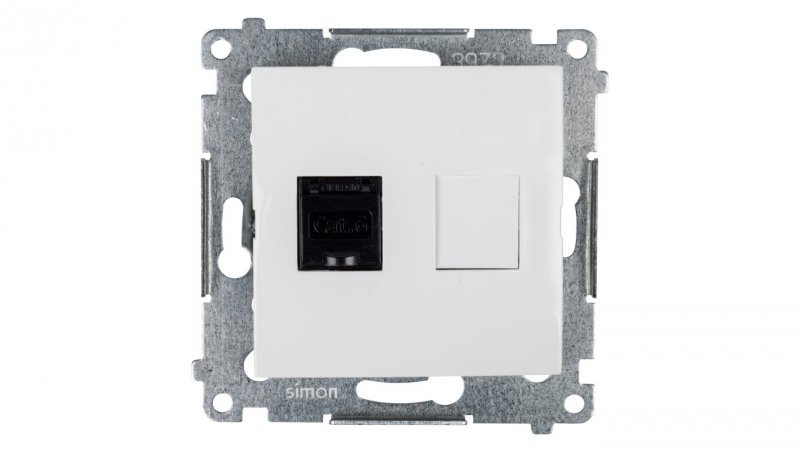 Simon 54 Gniazdo komputerowe pojedyncze RJ45 kat.6 z przesłoną białe D61.01/11