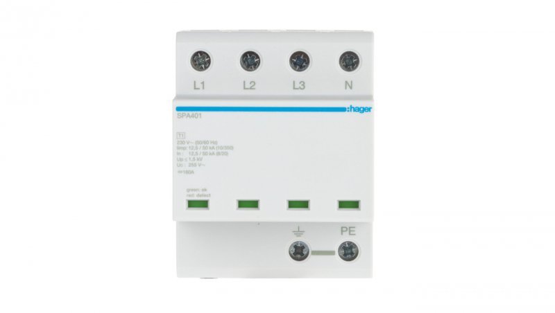 Ogranicznik przepięć B+C Typ 1+2 4P 12,5kA TN-S/TT monoblok SPA401
