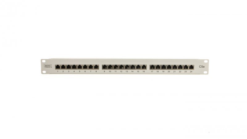 Patch panel kompletny 19 cali 24x RJ45 S/FTP kat. 5e 1U szary (RAL 7035) DN-91524S