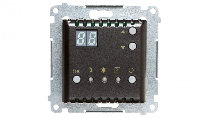 Simon 54 Regulator temperatury z wyświetlaczem, wewnętrzny czujnik temperatury antracyt DTRNW.01/48