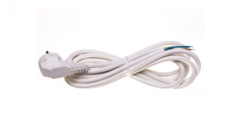 Przewód przyłączeniowy W-3 3x1,5 mm2 biały z wtyczką kątową 3m 51.935