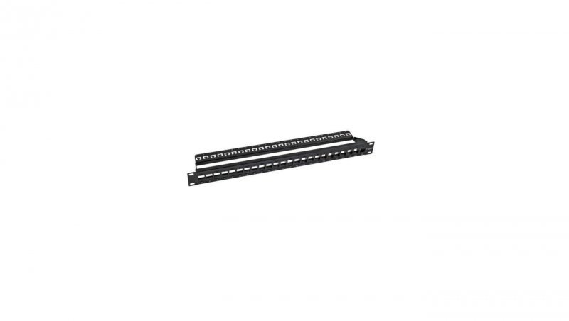 Patch Panel 24 porty 1U otwarty do modułów Keystone, czarny