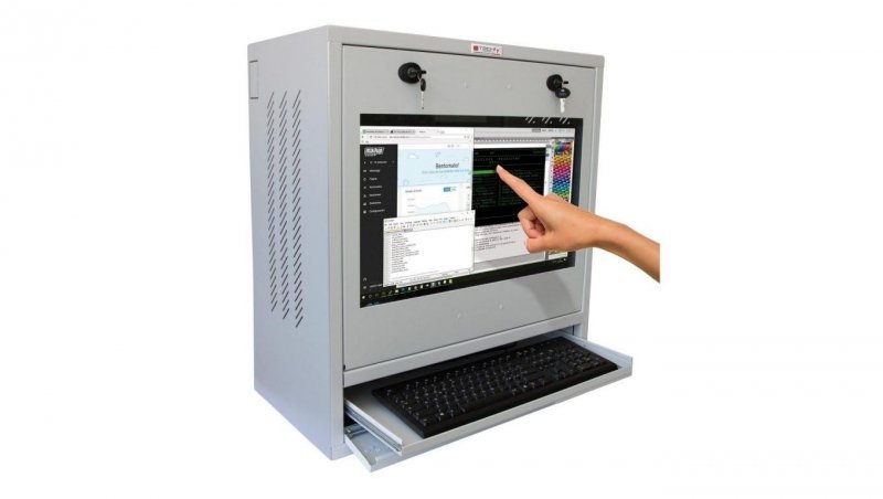 Szafa na komputer przemysłowy PC oraz monitor dotykowy LED/LCD o wielkości do 22 z wysuwaną półką na klawiaturę i myszkę TLT 105