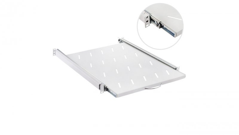 Półka wysuwana do szafy RACK 19 cali 1U 550mm szara