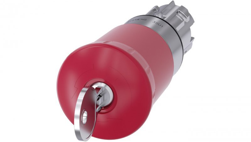 Przycisk grzybkowy awaryjny 22mm okrągły metal błyszczący czerwony 40mm z zamkiem SSG10 3SU1050-1HR20-0AA0