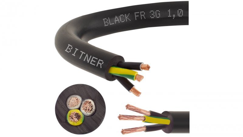 Przewód sterowniczy prądowy BiT 500 Black FR 300/500V 3x1 linka do ziemi Bitner /25m/