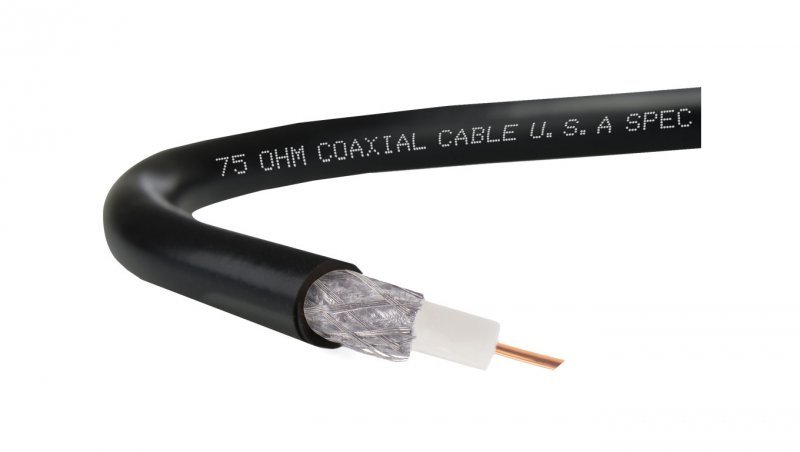 Przewód antenowy zewnętrzny żelowany 75ohm RG 6 1,0/4,8/7,0 Cu czarny /25m/