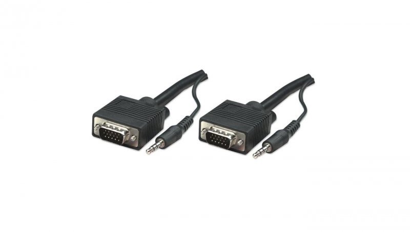 Kabel SVGA HD15-HD15 M/M z audio Jack 3.5mm 1.8m czarny