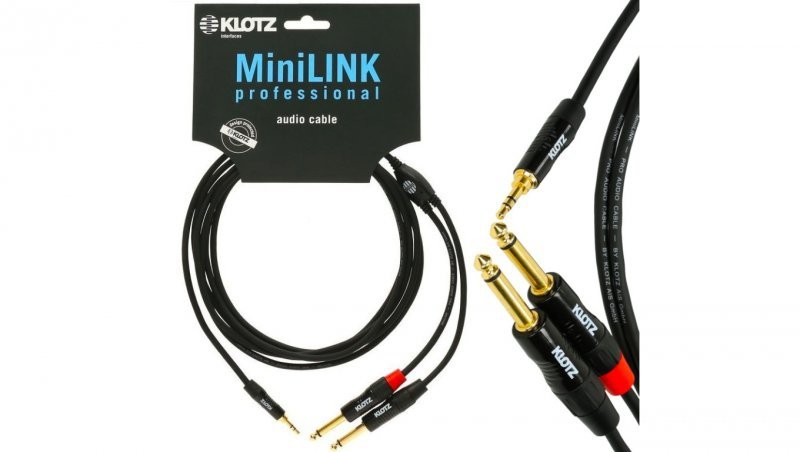 KLOTZ Kabel Audio mini Jack 3,5mm Stereo (wtyk) / 2x Jack 6,3mm Mono (wtyk) 1,5m
