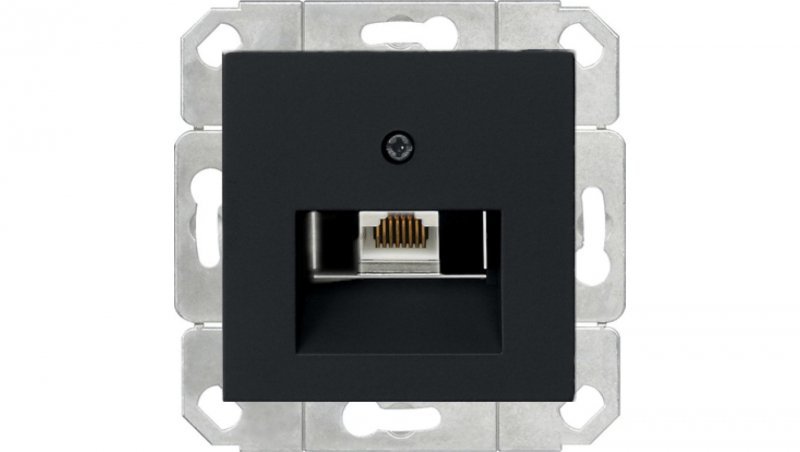 Gniazdo komputerowe poj. RJ45 cat. 6 Gira System 55 czarny mat