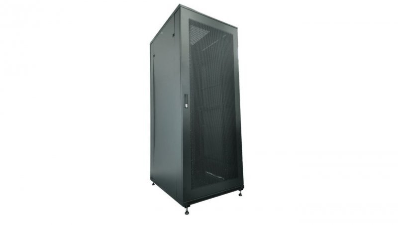 Szafa serwerowa 42U 19 600x1000, drzwi jednoskrzydłowe, zamek, czarna FLAT PACK SS-42U-600-1000-02-C