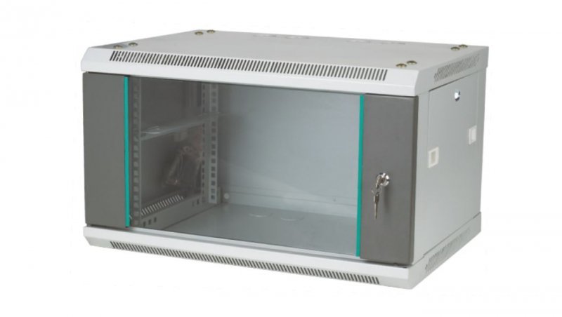 Szafka rack wisząca 19 6U 600x450, niedzielona, drzwi jednoskrzydłowe, czarna SW-6U-600-450-N-DSJ-OP-RP-B-S