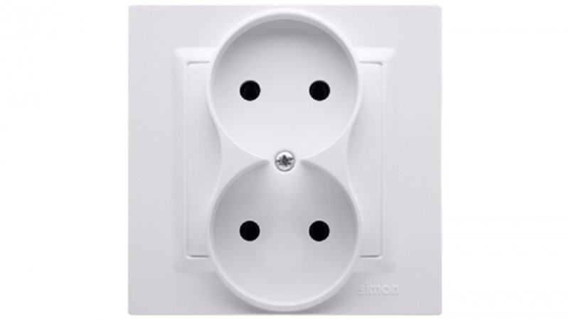 Simon 10 Gniazdo podwójne b/u MONOBLOCK 16A, 250V białe CG2/11