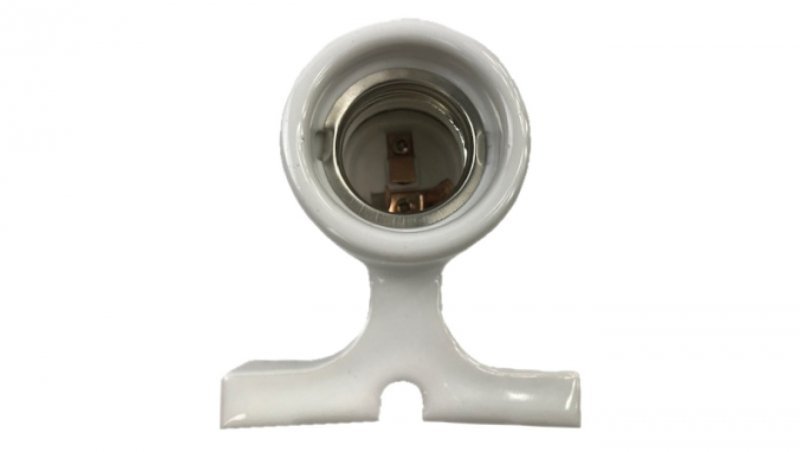 Oprawka żarówki E27 ceramiczna z podstawką biała