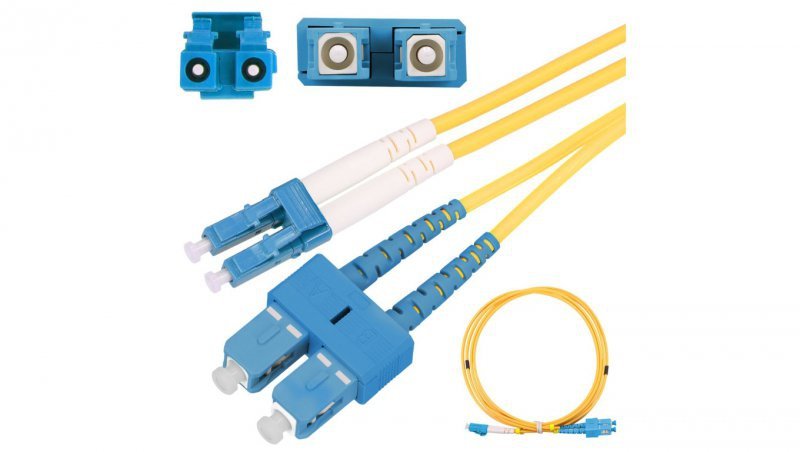 Extralink SC/UPC-LC/UPC Patchcord PVC, Jednomodowy, Duplex, G652D, 3mm, 1m