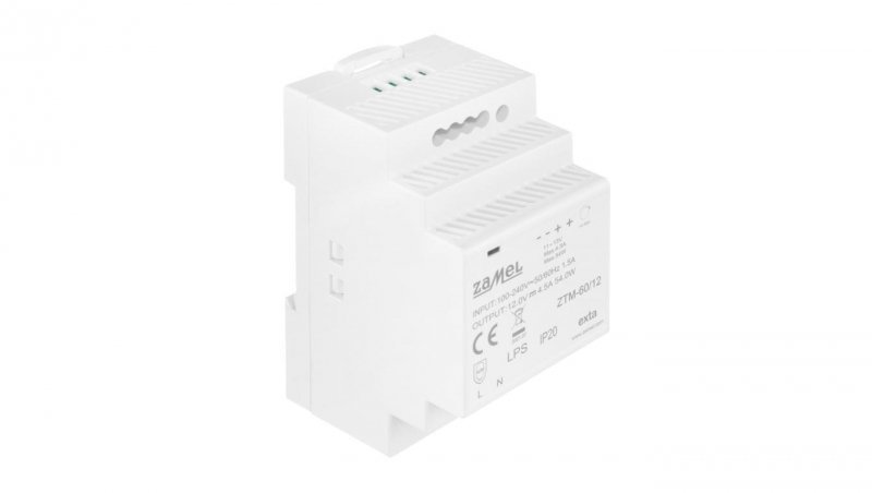Zasilacz impulsowy montowany na szynie TH-35 (DIN) , 60W, 12V DC typ: ZTM-60/12 EXT10000283