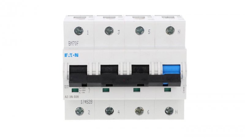 Wyłącznik nadprądowy 3P+N D 20A 25kA AC AZ-3N-D20 174528