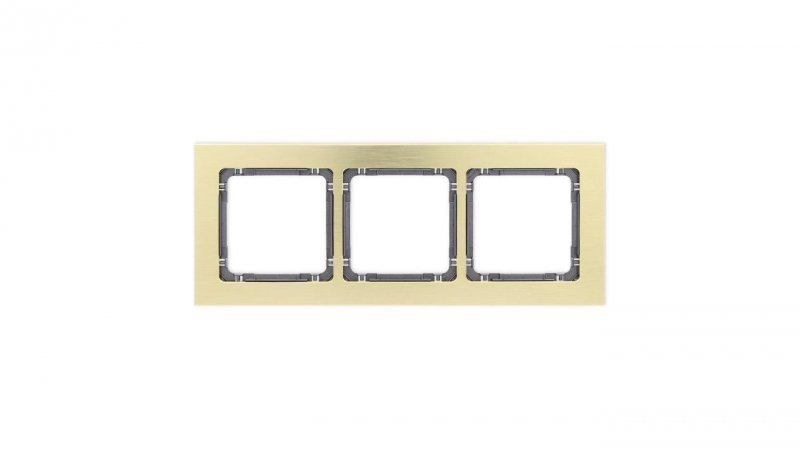 DECO Ramka uniwersalna potrójna - aluminium szczotkowane (ramka: kolor mosiężny spód: grafitowy), mosiężny 8-11-DRA-3