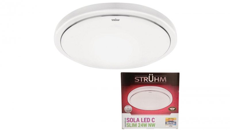 Lampa sufitowa plafon natynkowy do łazienki wodoodporny SOLA LED C SLIM 24W 03518 STRUHM