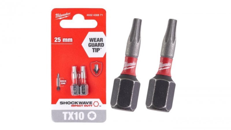Bity udarowe do wkrętarki TORX TX10 25mm 1/4 SHOCKWAVE 2szt MILWAUKEE