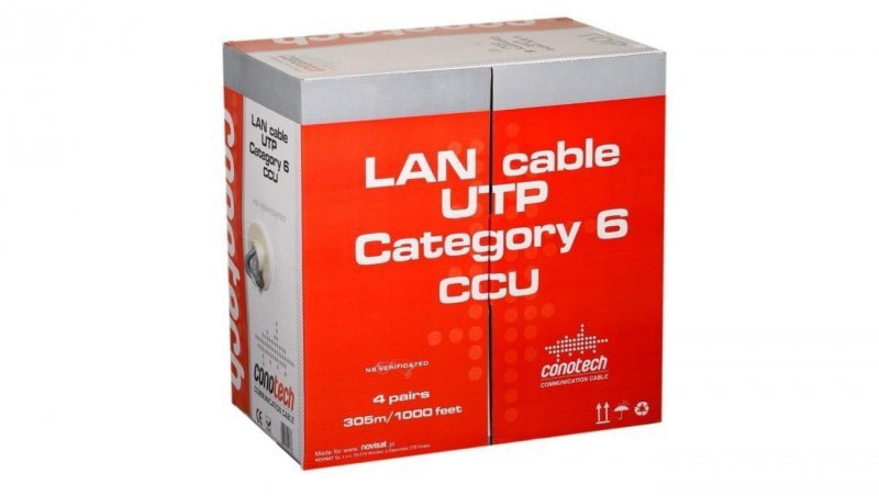 Kabel teleinformatyczny skrętka UTP DRUT CU CAT 6E / 305m