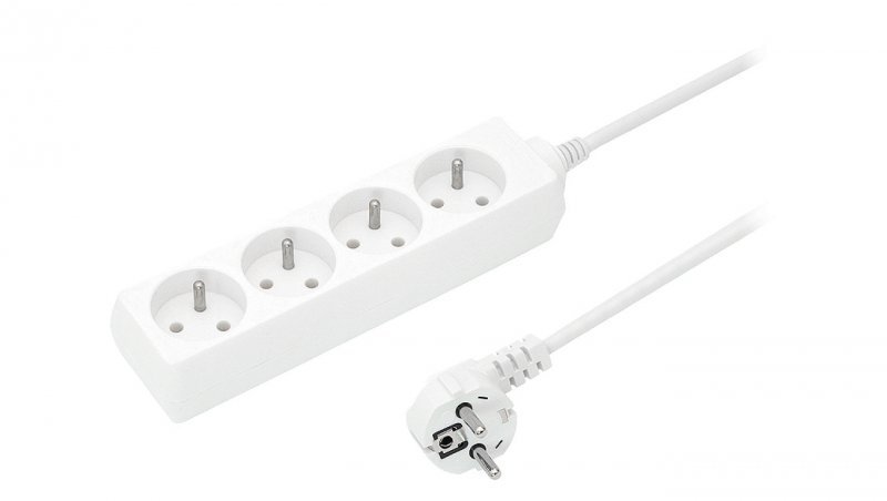 Przedłużacz 4-gniazda z/u 10A 3m /OMY 3x1/ biały PS-470 T-105680