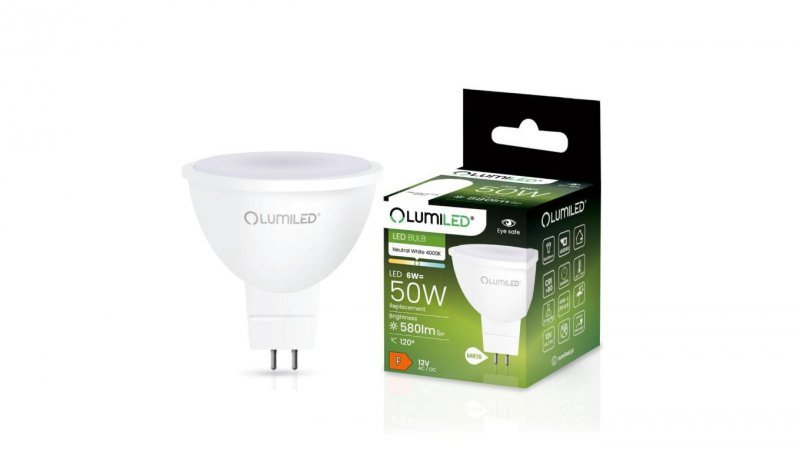 Żarówka LED GU5.3 MR16 6W = 50W 580lm 4000K Neutralna 120 12V AC/DC LUMILED