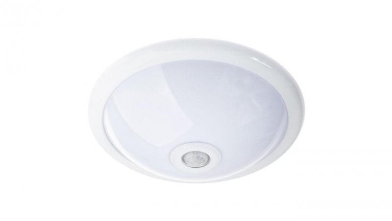 Plafon LED Lampa Sufitowa Natynkowa REGIS 2x E27 IP44 z Czujnikiem Ruchu i Zmierzchu Biały Okrągły 30cm LUMILED