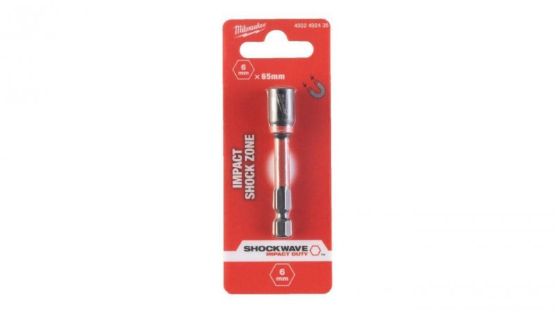 Udarowa nasadka sześciokątna magnetyczna adapter 6mm 1/4 HEX M6 o długości 65mm MILWAUKEE