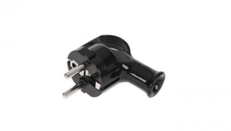 Wtyczka kątowa z uchwytem unischuko 2P+Z IP20 250V 16 A, czarna 24014