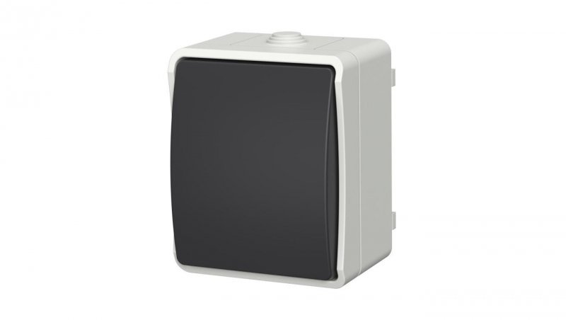 Łącznik pojedynczy zwierny dzwonek natynkowy Aqua Plus IP54 szaro grafitowy 40112