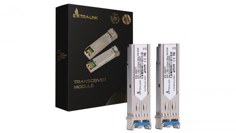 Moduł SFP 1,25Gbps, LC/UPC, 1310nm, 20km, single mode, DOM (Dedicated to HP/Aruba) Extralink SFP 1.25G 2-Pack