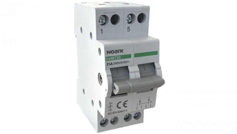 Przełącznik modułowy instalacyjny wyboru zasilania sieci 1-0-2 2P 25A 2CO NOARK