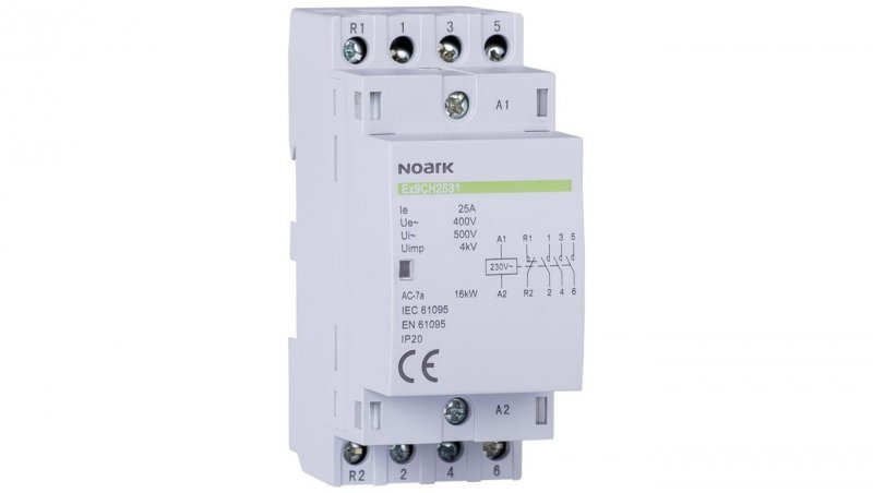 Stycznik modułowy cewka 25A 230V AC 4xNO TH35 NOARK