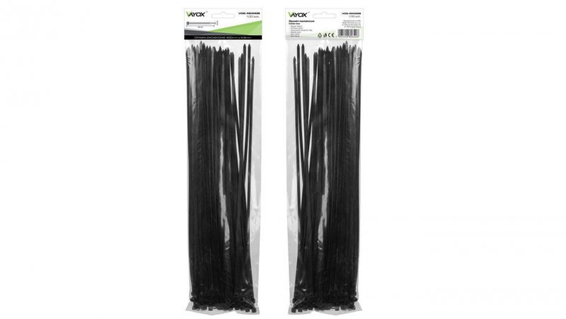 Opaski zaciskowe 4,8mm / 400mm czarne 100 szt. VOZ-48400B Vayox