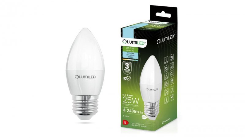 Żarówka LED E27 B35 2.5W = 25W 249lm 6500K Zimna 180 Lumiled