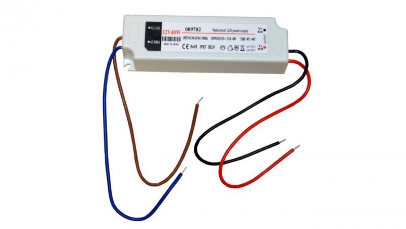 Zasilacz LED 12V 40W napięciowy IP67 plastik EK