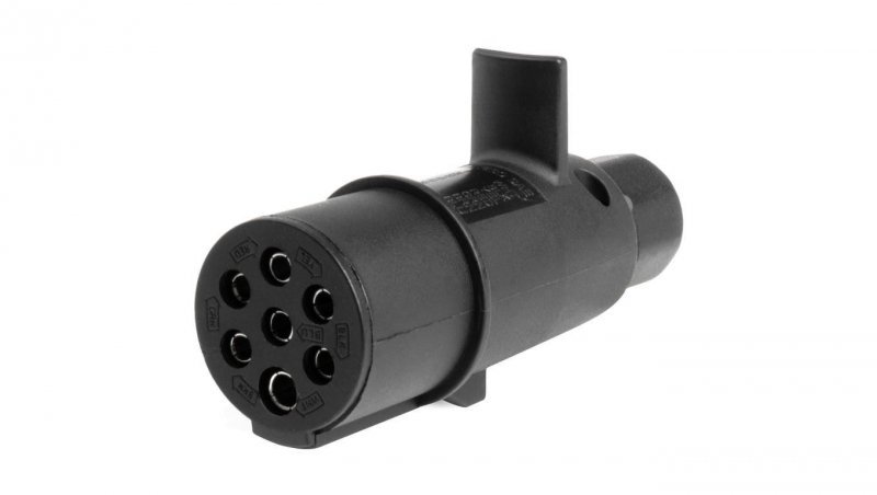 Wtyczka naczepowa typu N (czarna) 7-pin 24V plastikowa na kabel AMIO