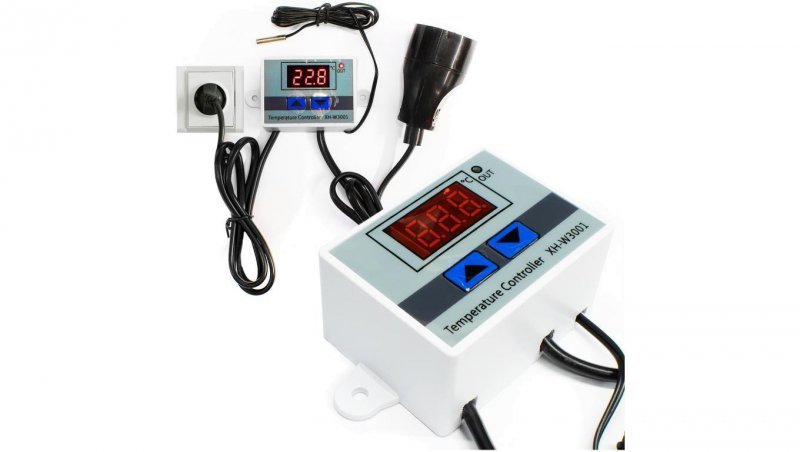 TERMOSTAT ELEKTRONICZNY REGULATOR TEMPERATURY Z GNIAZKIEM I WTYCZKĄ 230V
