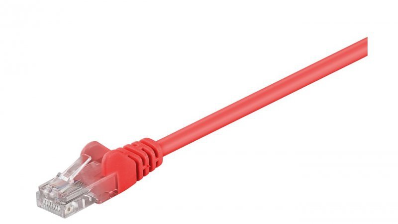 CAT 5e Kabel łączący, U/UTP, Czerwony - Długość kabla 0.25 m