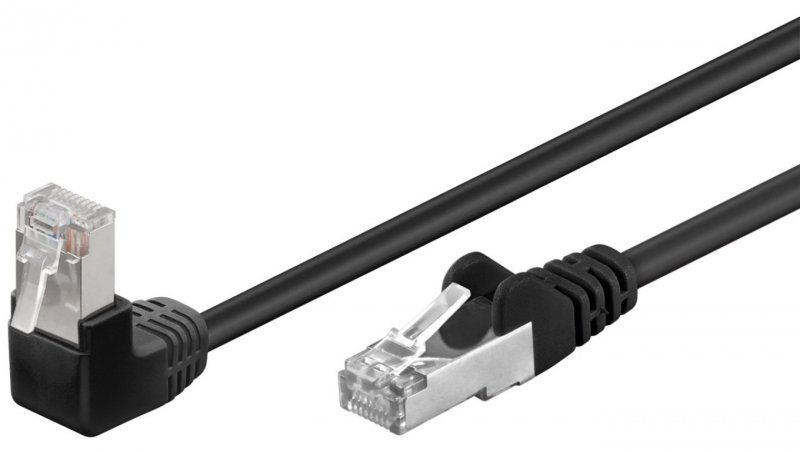 CAT 5eKabel łączący 1x 90 pod kątem,F/UTP, czarny - Długość kabla 10 m