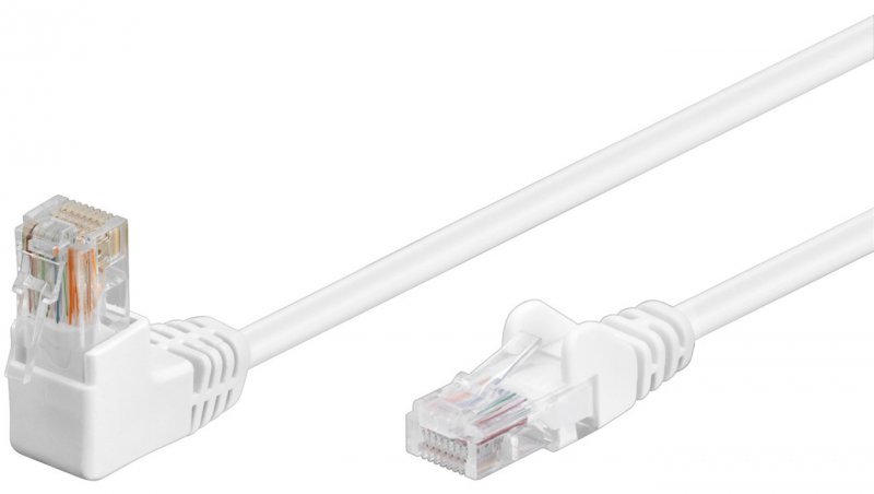 CAT 5eKabel łączący 1x 90 pod kątem,U/UTP, Biały - Długość kabla 10 m
