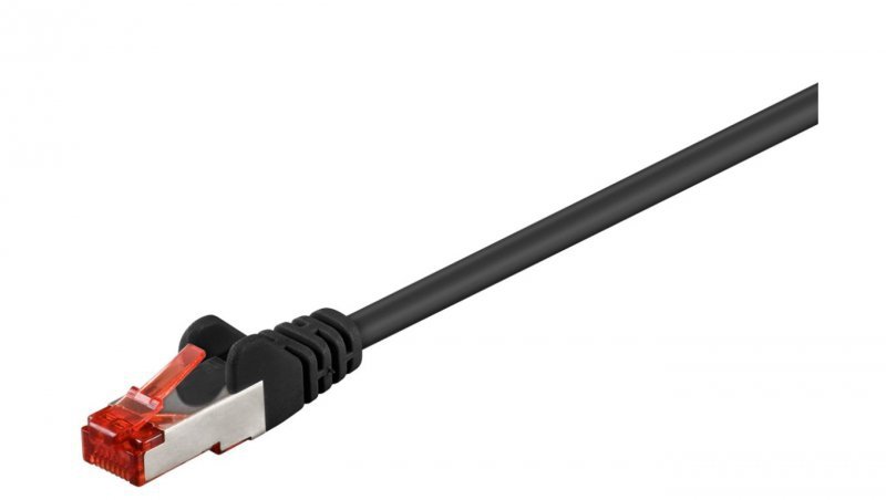 CAT 6 Kabel łączący, S/FTP (PiMF), czarny - Długość kabla 1 m