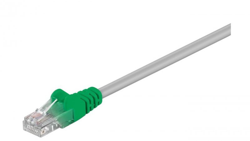 CAT 5e kabel krosowany, U/UTP, Szary, Zielony - Długość kabla 0.25 m