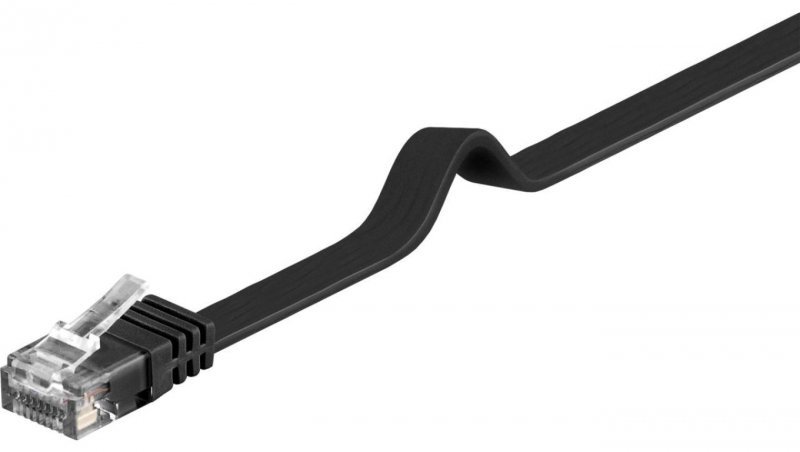 CAT 6Płaska Kabel połączeniowy,U/UTP, czarny - Długość kabla 1.5 m